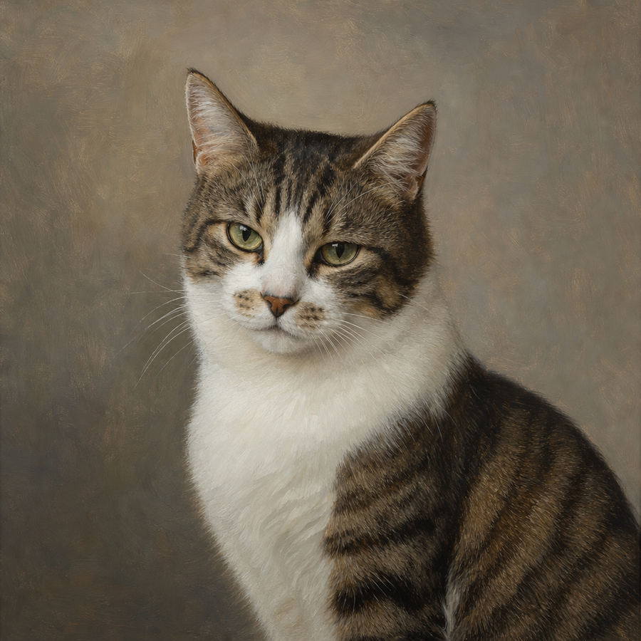 Oil painting style pet portrait example