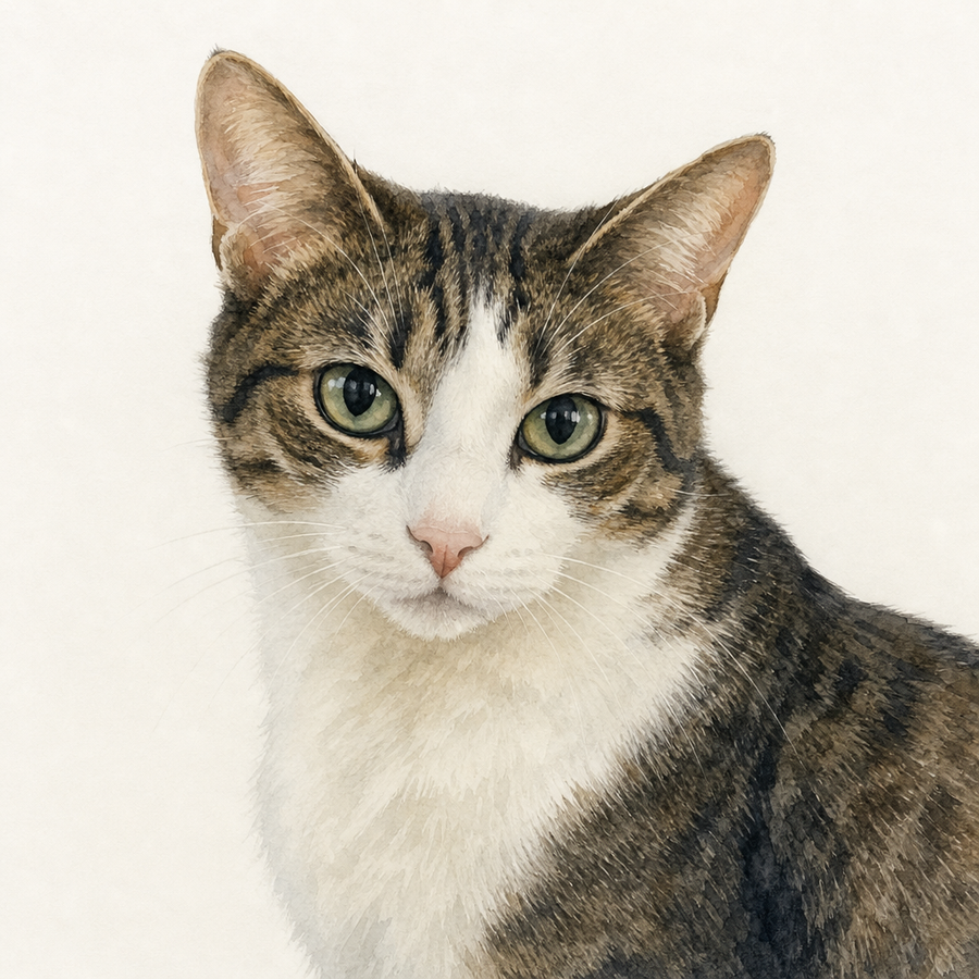 Watercolour style pet portrait example